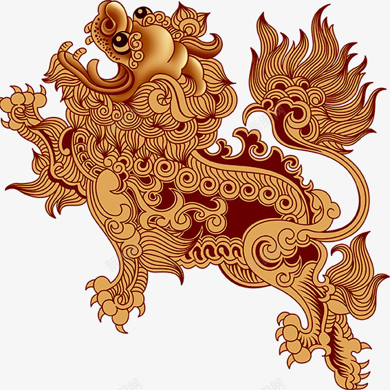 中国风png免抠素材_新图网 https://ixintu.com 中国风 创意 底纹 狮子 花纹