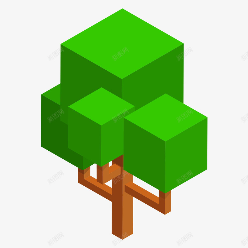 像素化的大树png免抠素材_新图网 https://ixintu.com 像素 大树 植物 绿色