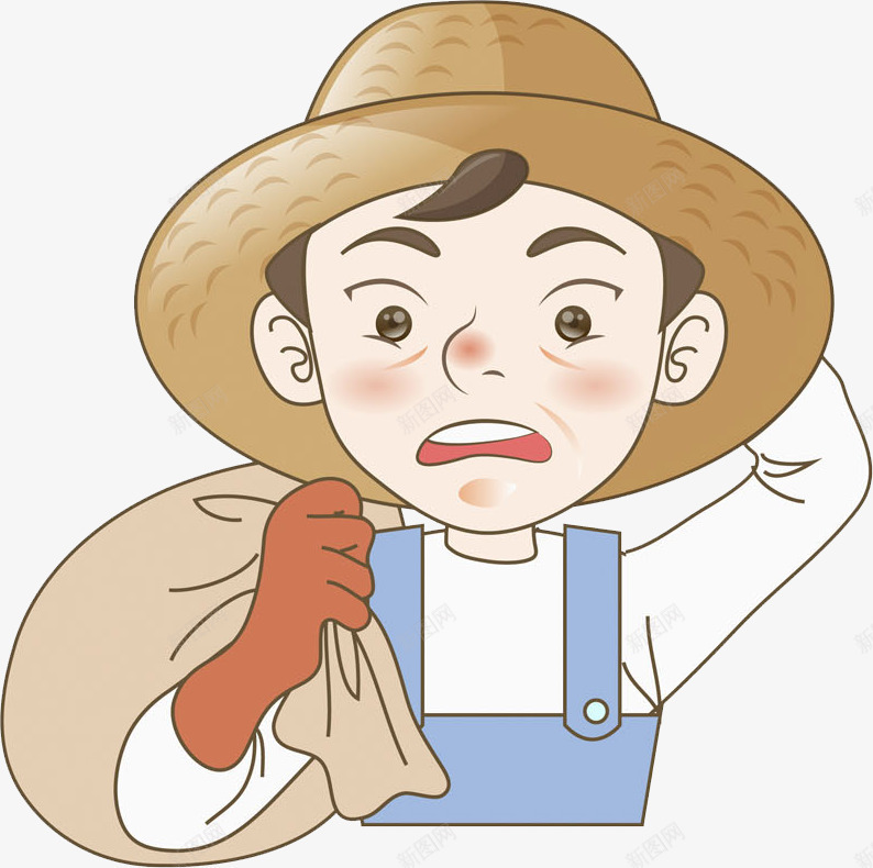 背着袋子的男人png免抠素材_新图网 https://ixintu.com 农民 卡通 帅气的 手绘 插图 男人 草帽 袋子