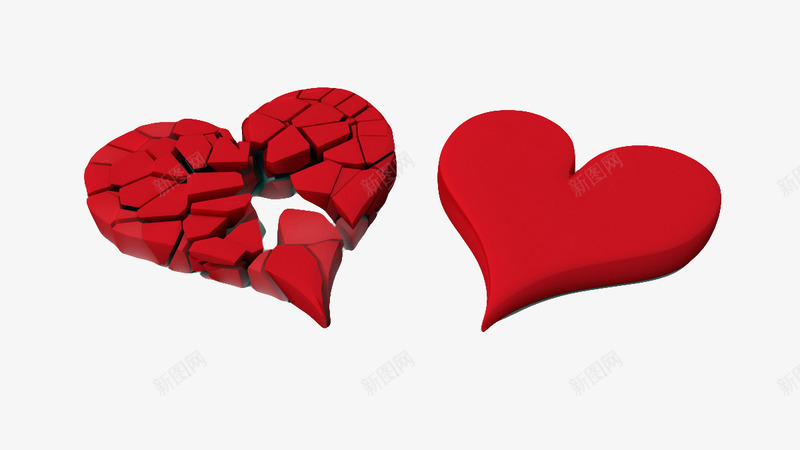 红色破碎的心png免抠素材_新图网 https://ixintu.com 2月14号 心形 情人节元素 爱心 碎裂的心
