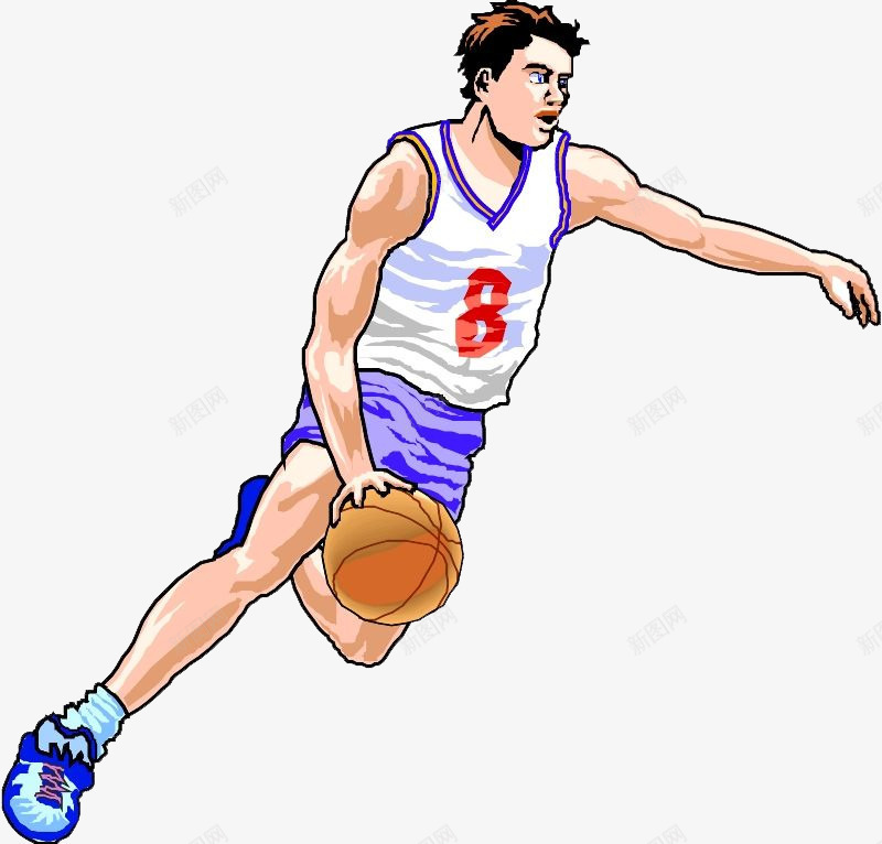 手绘篮球运动员png免抠素材_新图网 https://ixintu.com 手绘 打球 篮球 运动员