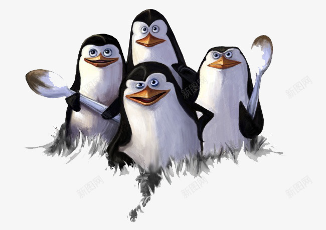 四只可爱的企鹅png免抠素材_新图网 https://ixintu.com 企鹅 卡通 可爱