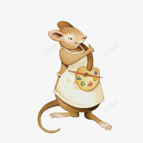 卡通老鼠png免抠素材_新图网 https://ixintu.com 动物 卡通 卡通动物 卡通老鼠 围裙 画盘 画笔 老鼠 色盘 野生动物 鼠