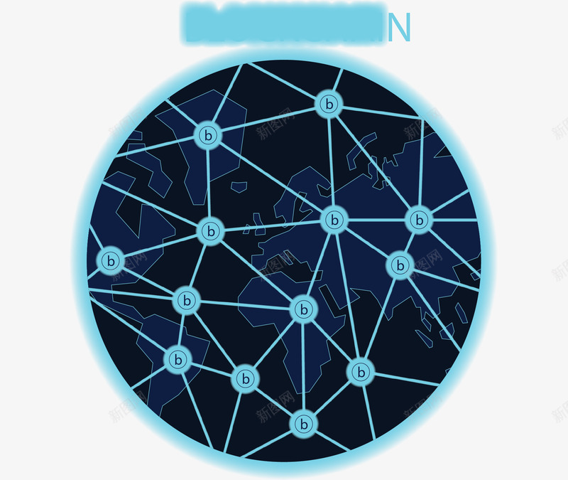 深蓝色区块链模型矢量图ai免抠素材_新图网 https://ixintu.com 互联网 区块链 区块链概念 矢量png 科技感 网络模型 矢量图