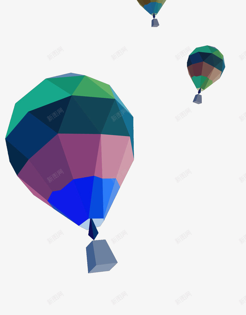 几何彩色热气球png免抠素材_新图网 https://ixintu.com 几何 彩色 漂浮 热气球