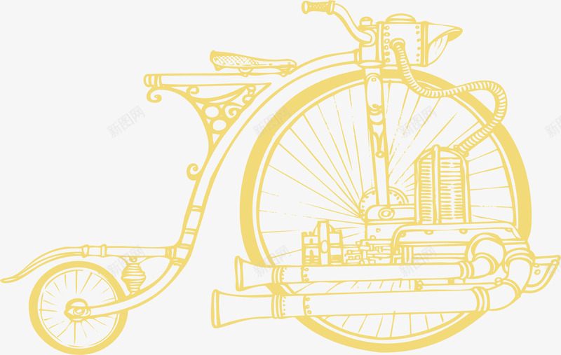 手绘复古蒸汽大前轮朋克自行矢量图ai免抠素材_新图网 https://ixintu.com 交通 交通工具 人力 低碳 动力 单色手绘自行车 彩色 手绘 机械 环保 生活用品 矢量图设计 矢量手绘复古蒸汽大前轮朋克自行车免费下载 自行车 蒸汽大前轮朋克自行车 矢量图