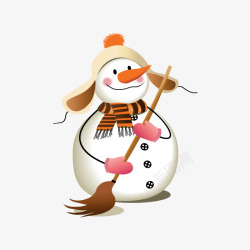 拿着口袋的雪人拿着扫把的圣诞雪人矢量图高清图片