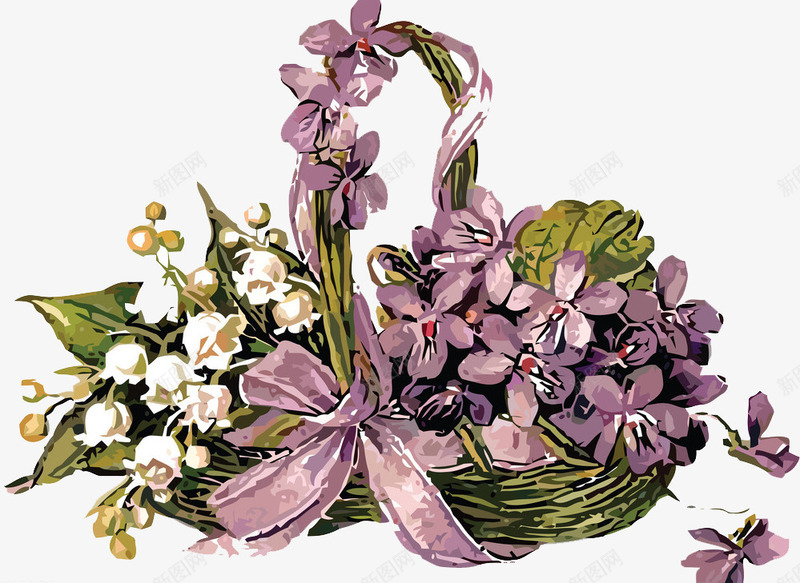 美丽的紫罗兰png免抠素材_新图网 https://ixintu.com 叶子 手绘 手绘紫罗兰 植物 紫罗兰 紫色 美丽 花朵 芳香