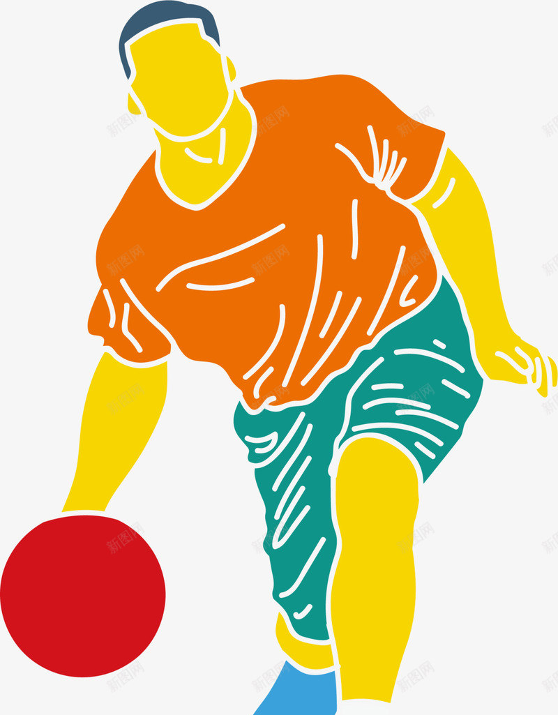 橙色水彩打球男人png免抠素材_新图网 https://ixintu.com 健康 强身健体 打球男人 打篮球 比赛竞技 运动健身 锻炼
