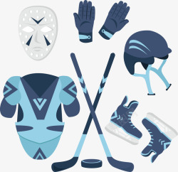 冬季运动冰球装备矢量图素材