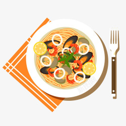 千岛沙拉美食卡通美食意大利面矢量图高清图片