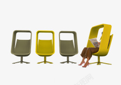 黄色塑料公共座椅素材
