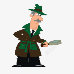 卡通人物小侦探带绿帽子的侦探男高清图片