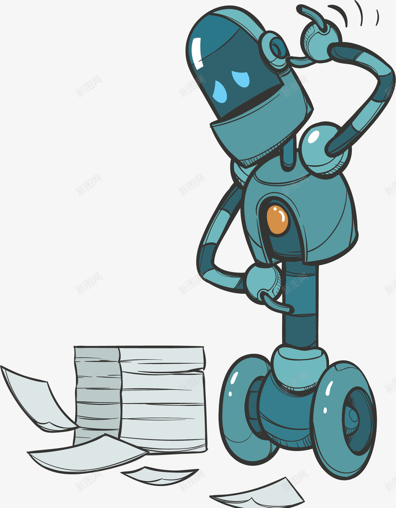 忙于工作的机器人矢量图ai免抠素材_新图网 https://ixintu.com 人工智能 卡通机器人 忙于工作 整理文档 机器人 矢量png 矢量图