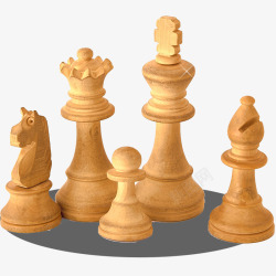 木质国际象棋立体国际象棋子高清图片