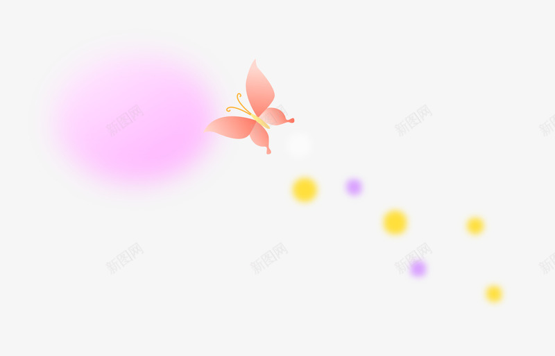 彩色圆点漂浮png免抠素材_新图网 https://ixintu.com AI 卡通 圆点 彩色 手绘 漂浮 紫色 背景 蝴蝶 黄色