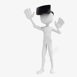 白色VR头盔戴着VR眼镜的白色人物高清图片