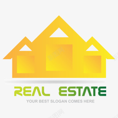 黄色个性房地产公司logo图标图标
