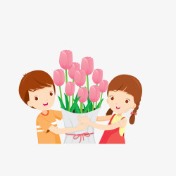 包花朵的兄妹素材