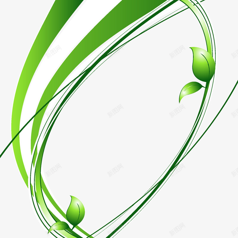 绿色线条状枝叶png免抠素材_新图网 https://ixintu.com 叶子 嫩绿色 环绕线条 矢量图片 矢量线条 绿叶 绿色