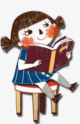 读书的小女孩素材