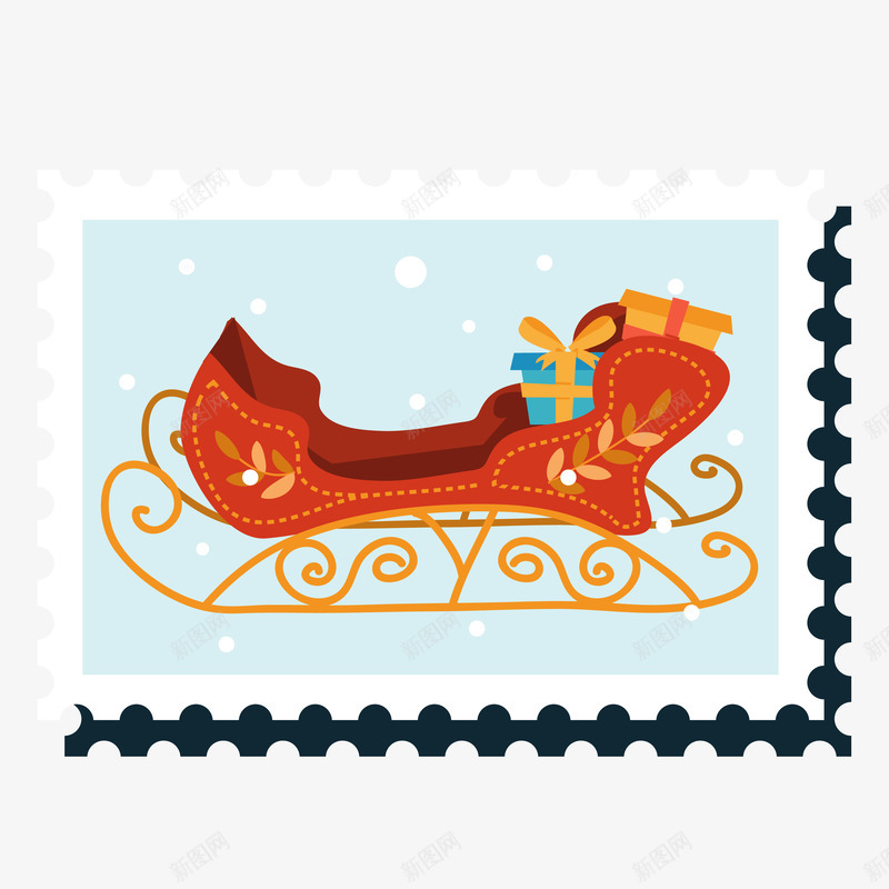 圣诞雪橇车图标png_新图网 https://ixintu.com 圣诞节 圣诞雪车 彩色底纹 扁平化 矢量图标 礼物