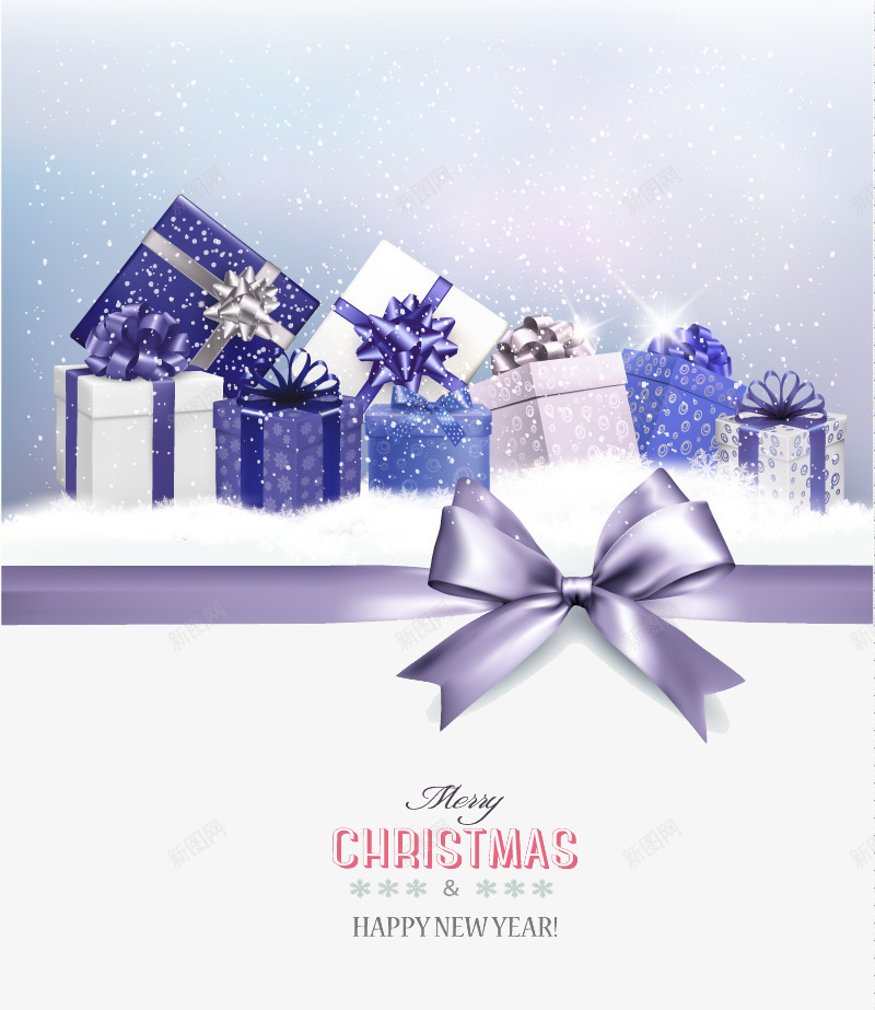 精美紫色礼盒圣诞贺卡png免抠素材_新图网 https://ixintu.com 圣诞礼物 圣诞节 圣诞贺卡 紫色礼盒