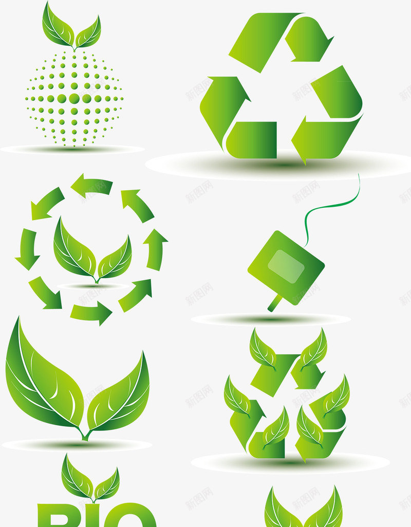 绿色标签png免抠素材_新图网 https://ixintu.com 回收 循环 标签 绿色