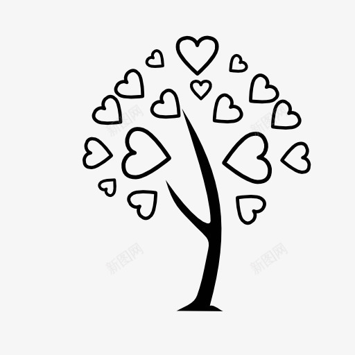 心形组成的大树图标png_新图网 https://ixintu.com tree 树 树木