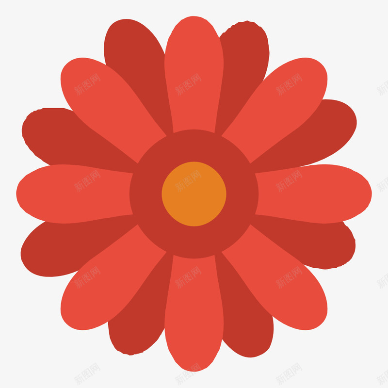 红色扁平化科技花朵png免抠素材_新图网 https://ixintu.com 开花 扁平化 植物 环境 生长 红色 自然 花朵