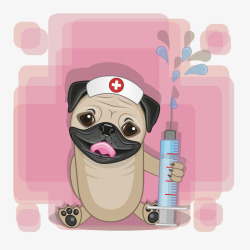 狗护士可爱的卡通拿针狗医生高清图片