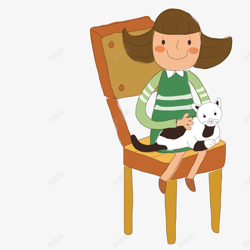 坐在椅子上抱着猫的女子png免抠素材_新图网 https://ixintu.com 女孩 小猫 椅子
