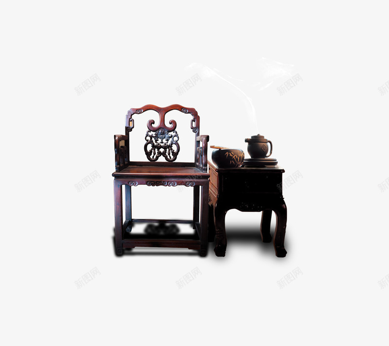 中国风实木家具png免抠素材_新图网 https://ixintu.com PNG 中国风 实木家具 桌子 椅子