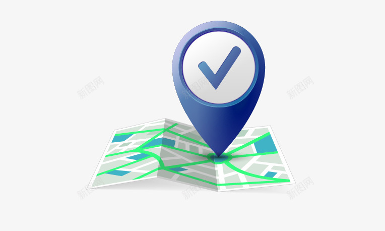 蓝色地图和定位标志png免抠素材_新图网 https://ixintu.com 免抠 地图 定位标志 立体效果 素材 蓝色