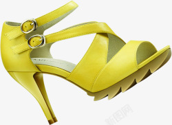 黄色女士凉鞋素材
