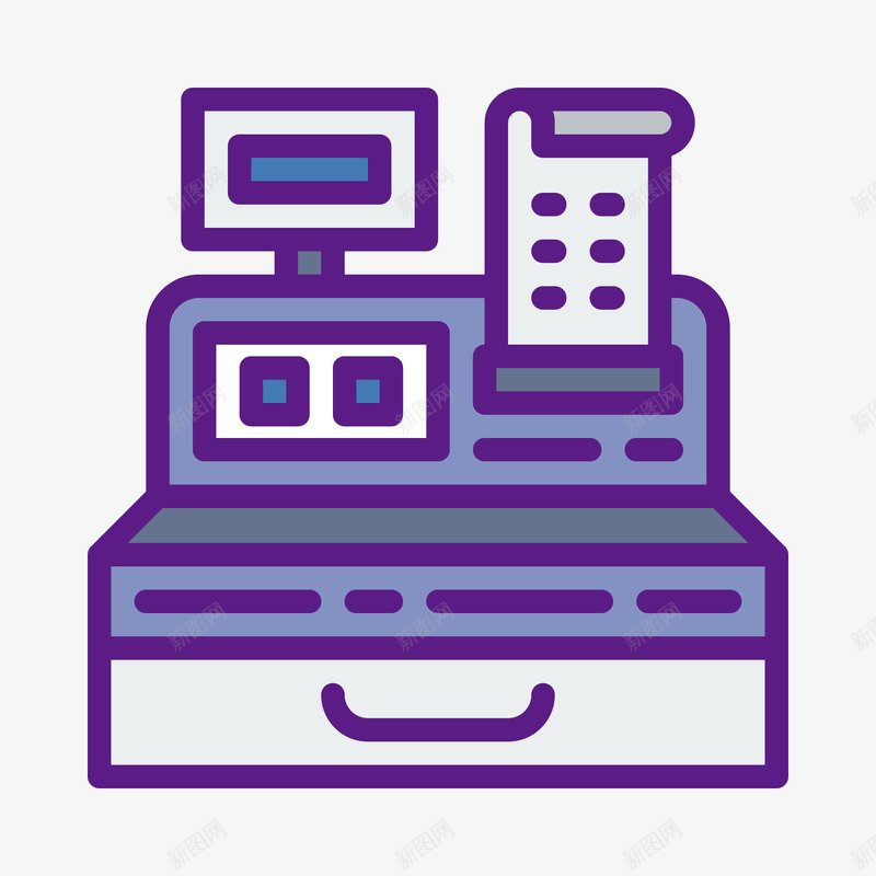 紫色收银机器元素矢量图ai免抠素材_新图网 https://ixintu.com 商务 屏幕 扁平化 收银 收银柜 显示 机器 电子 矢量图 紫色 纸张