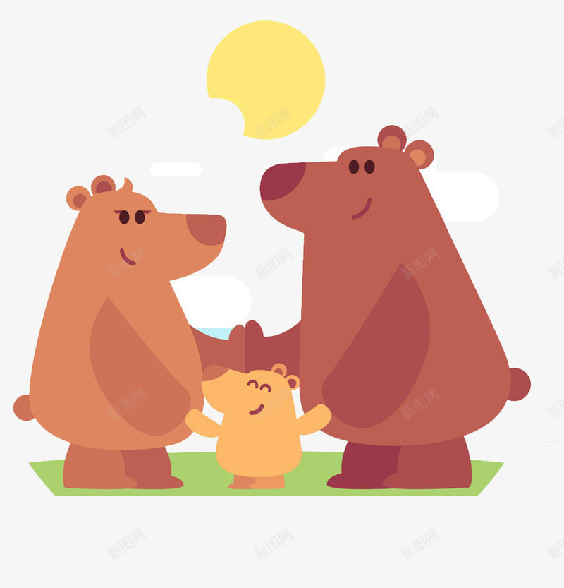 卡通创意动物之家png免抠素材_新图网 https://ixintu.com baby 卡通手绘 和谐美满 家人 小熊 幸福 父母