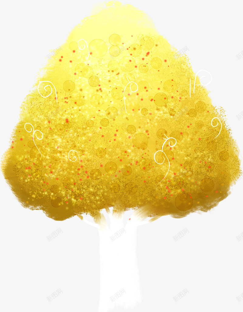 手绘黄色创意大树png免抠素材_新图网 https://ixintu.com 创意 大树 黄色