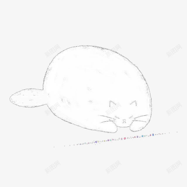 在睡觉的小猫png免抠素材_新图网 https://ixintu.com 小猫 简笔画 线条图