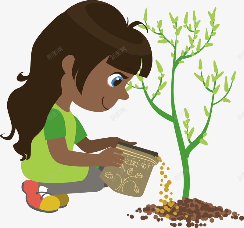 给小树施肥的女孩png免抠素材_新图网 https://ixintu.com 卡通手绘 女孩 女生 小树 施肥 水彩 绿色