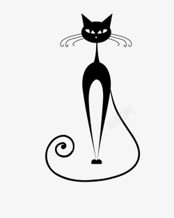 可爱卡通黑色小猫咪图标图标