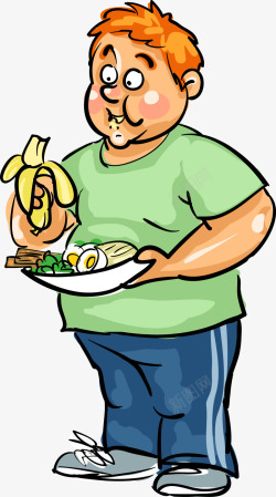 量东西的男士吃东西的卡通男人矢量图高清图片