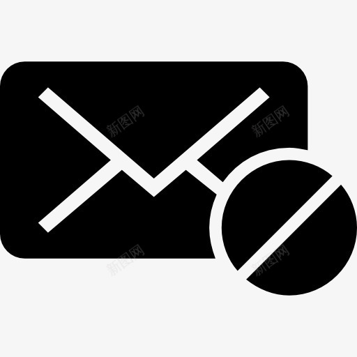 邮件禁止黑色象征信封后面图标png_新图网 https://ixintu.com 信封 医生填写 回来 堵塞 山楂块 接口 禁止 邮件
