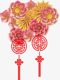 中国结新年快乐古风中国结挂饰春节海报矢量图高清图片