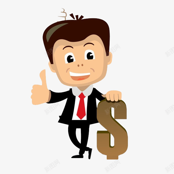 卡通竖起大拇指的男人图png免抠素材_新图网 https://ixintu.com 卡通 大拇指 插图 称赞的 货币符号 金钱 高兴地