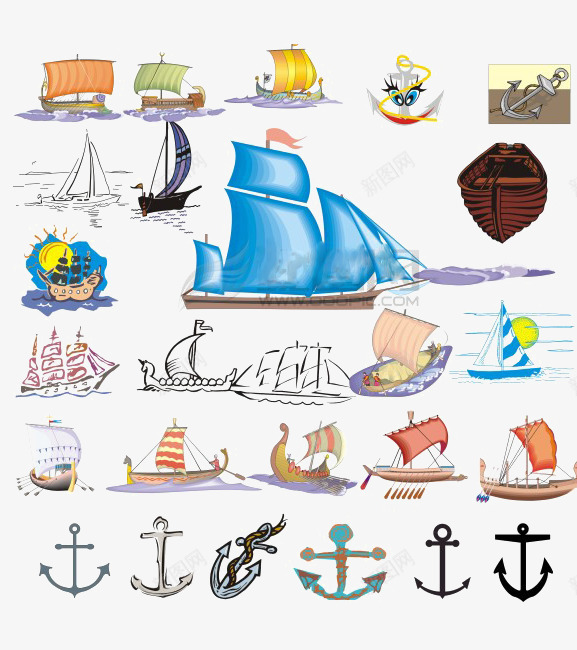 各种各样的帆船png免抠素材_新图网 https://ixintu.com 交通工具 卡通 彩绘 杨帆起航 起帆