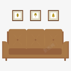 扁平化室内装饰三人沙发高清图片