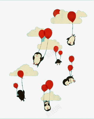 小企鹅气球png免抠素材_新图网 https://ixintu.com 可爱企鹅 小企鹅 气球 红色