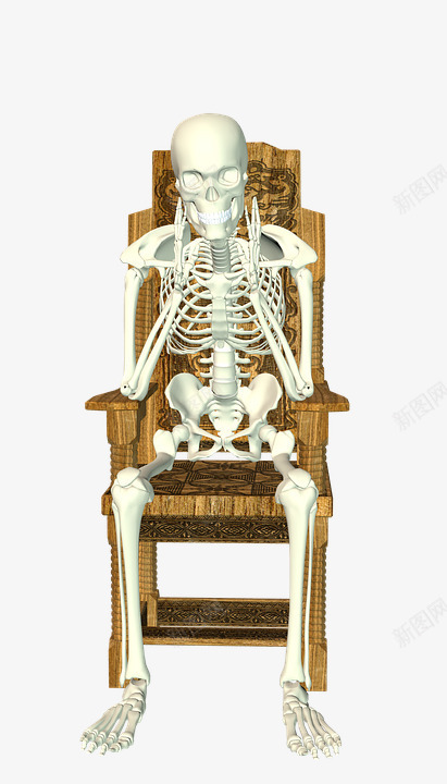 坐着的骨头人png免抠素材_新图网 https://ixintu.com 坐在凳子上的骨头 金色椅子 骨头人 骨架