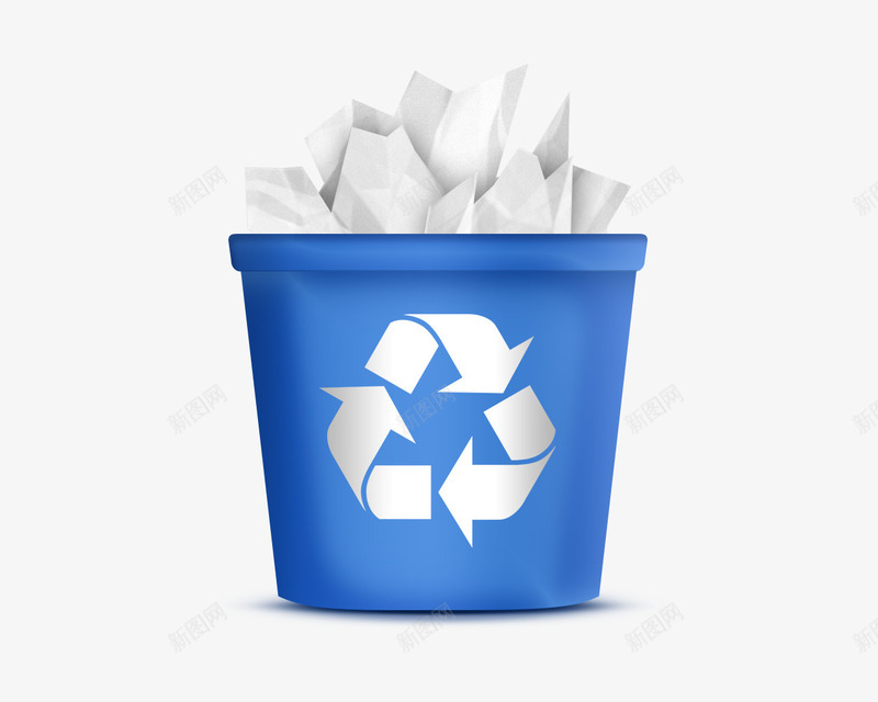 手绘垃圾桶png免抠素材_新图网 https://ixintu.com 循环回收 环保 纸篓 蓝色